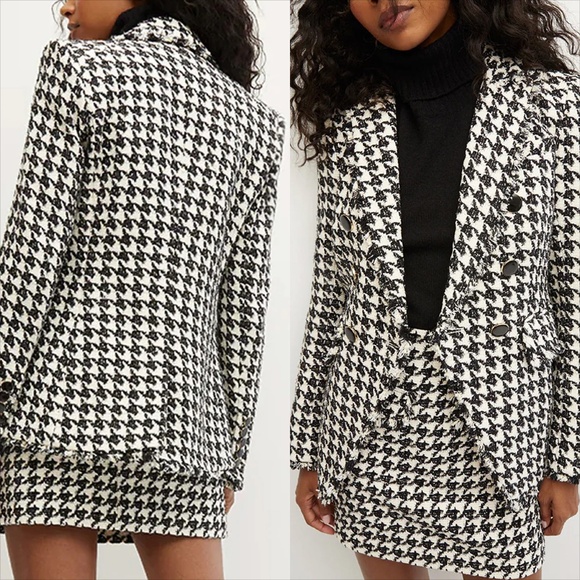 NWOT Veronica beard miller dickey houndstooth blazer frayed hem NO OFFERS - Picture 2 of 13